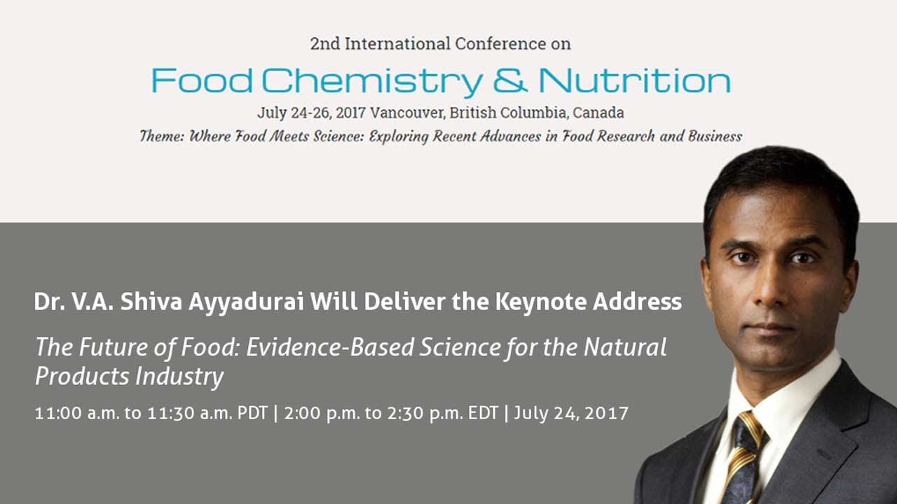 Dr. Shiva Delivers Keynote Address at 2nd International Conference on Food Chemistry & Nutrition