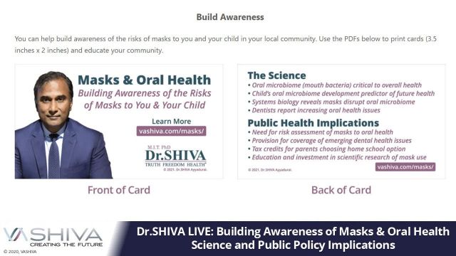 Dr.SHIVA LIVE: Building Awareness of Masks & Oral Health. Science and Public Policy Implications.