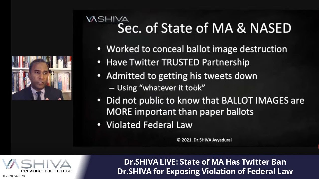 Dr.SHIVA LIVE: State of MA Has Twitter Ban Dr.SHIVA for Exposing Violation of Federal Law.