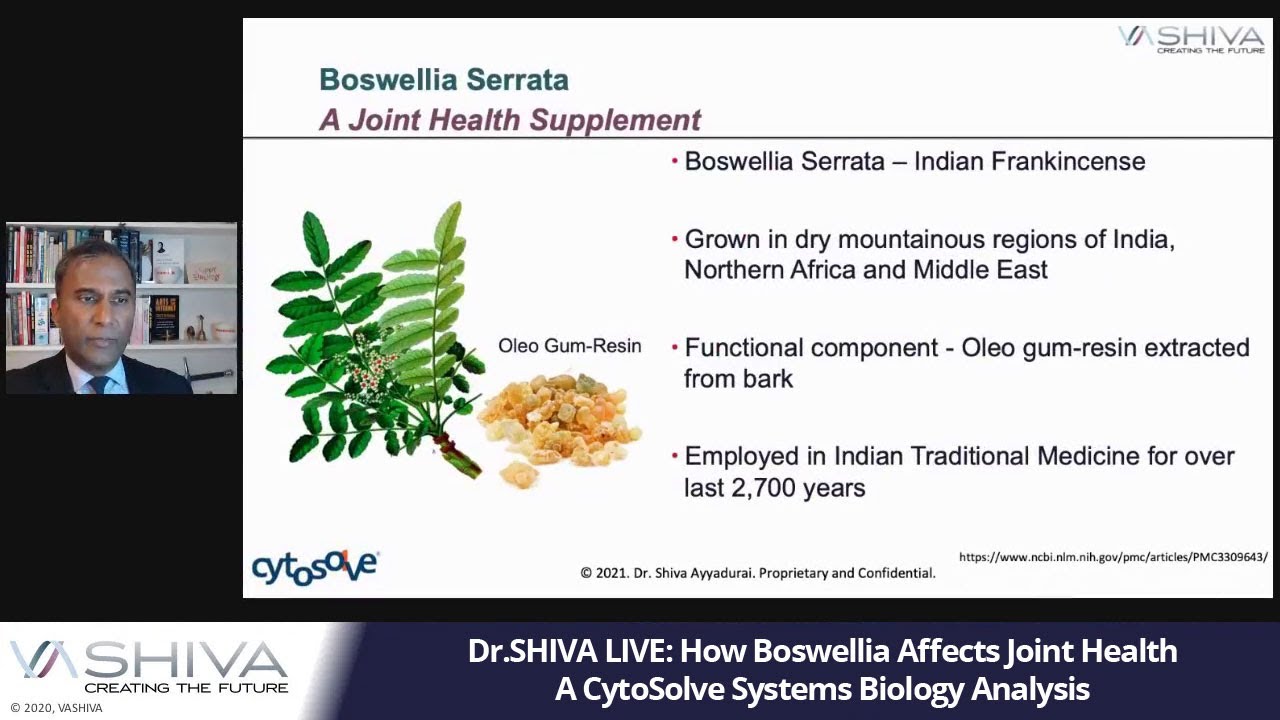 Dr.SHIVA LIVE: How Boswellia Affects Joint Health. A CytoSolve Systems Biology Analysis.