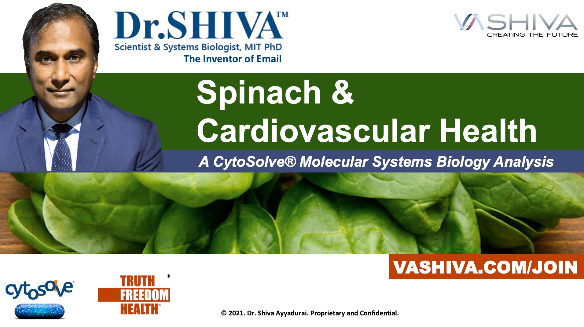 Dr.SHIVA LIVE: Spinach and Cardiovascular Health. A CytoSolve Molecular Systems Analysis.