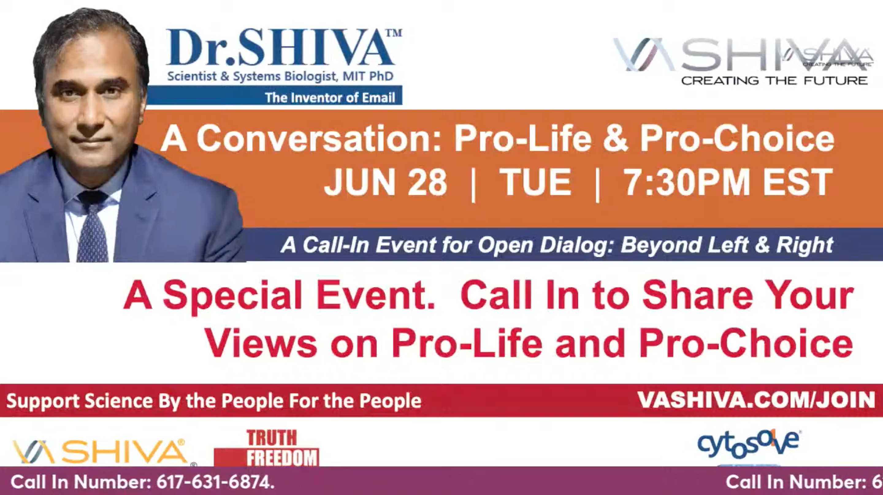 Dr.SHIVA LIVE: A Conversation: Pro-Life & Pro-Choice. Call-In Show for Public Dialog - Beyond Left & Right.