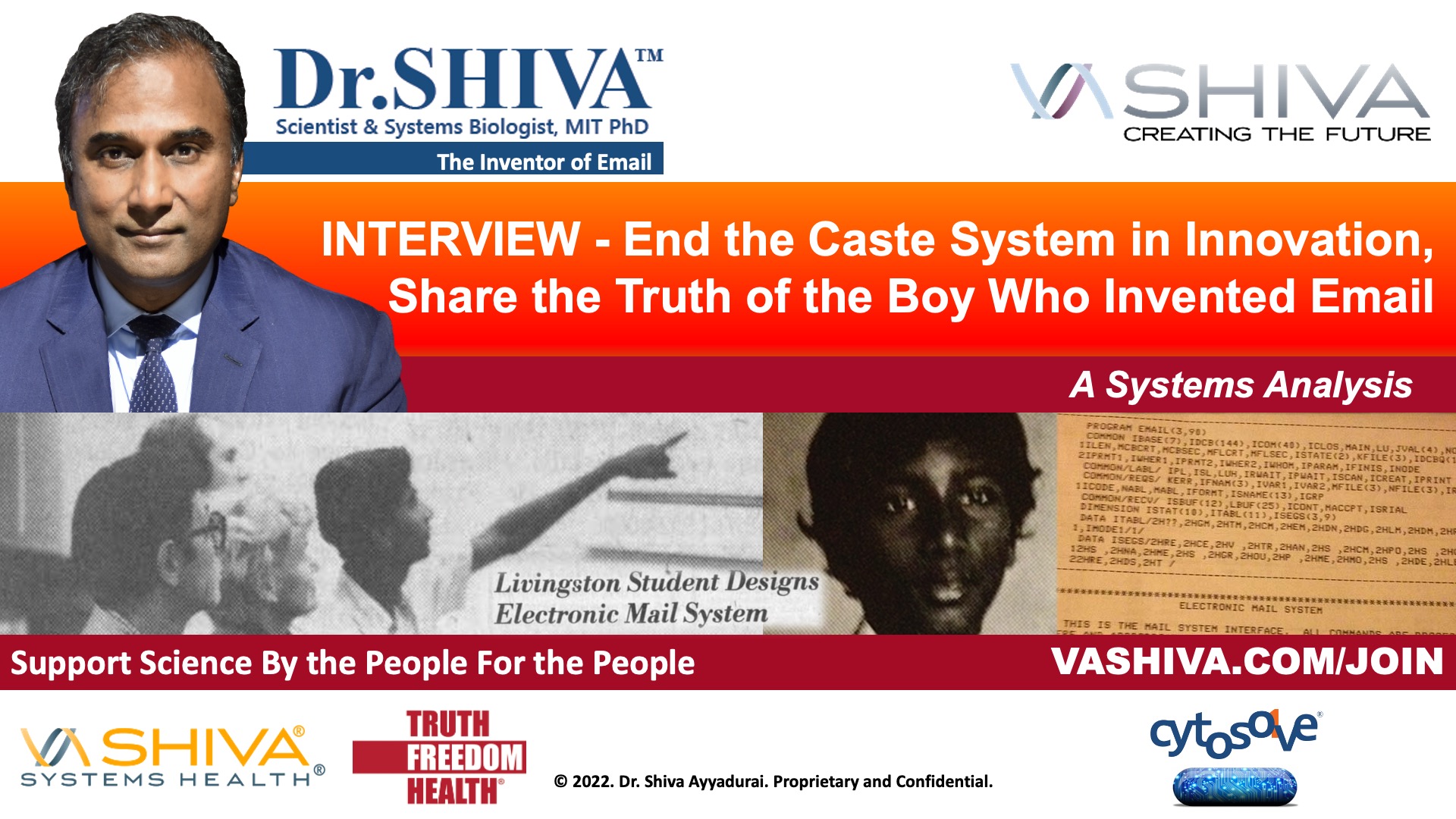 Dr.SHIVA LIVE: End the Caste System in Innovation, Share the Truth of the Boy Who Invented Email - An INTERVIEW