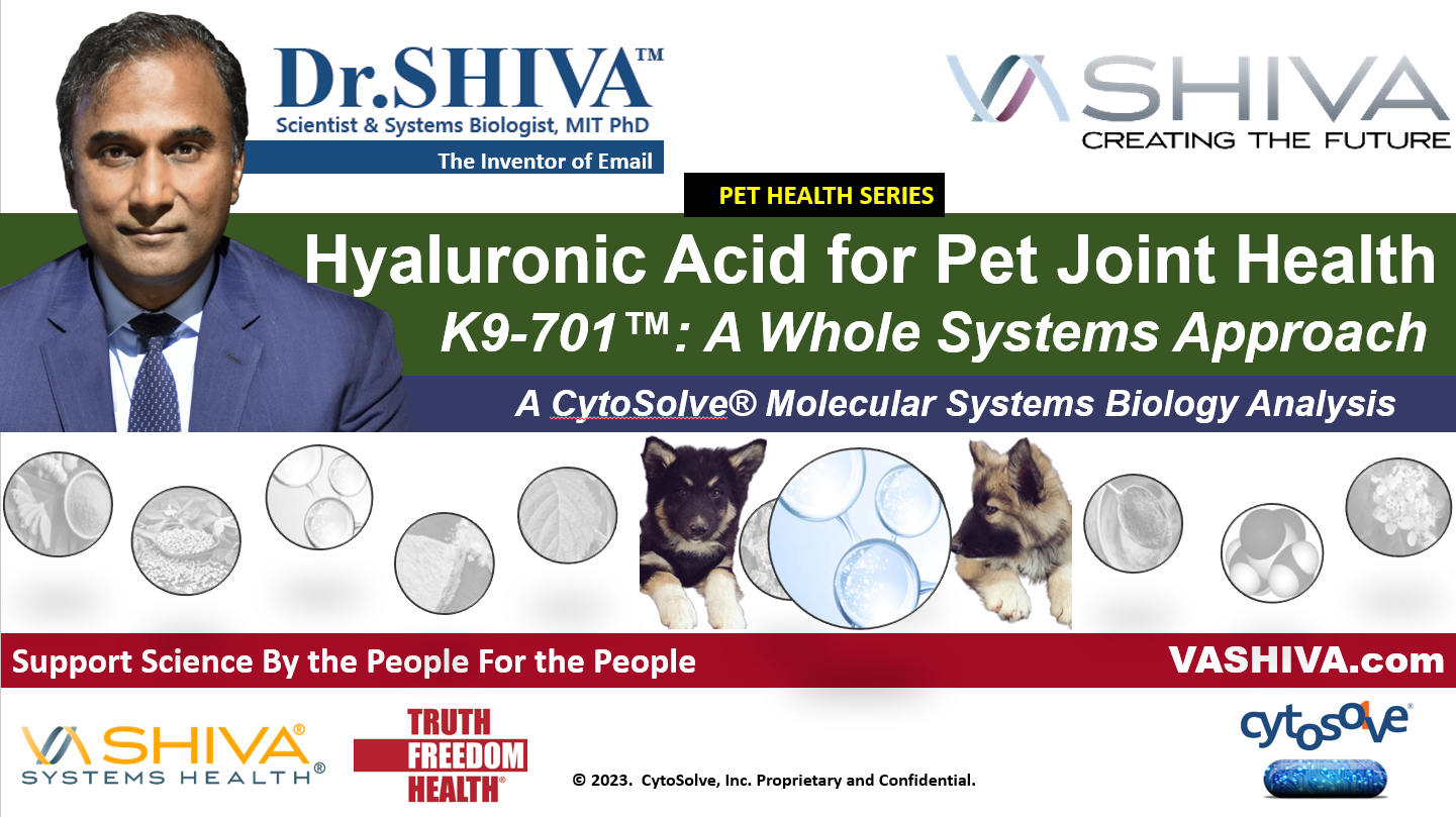 Dr.SHIVA™ LIVE – Hyaluronic Acid for Pet Joint Health – K9-701™: A Whole Systems Approach