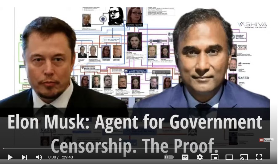 Dr.SHIVA LIVE: Elon Musk - Agent for Government Censorship. The Proof.