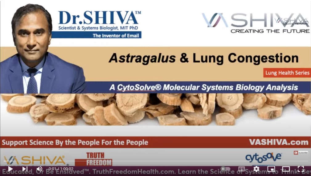 Dr.SHIVA LIVE: Astragalus and Lung Congestion. CytoSolve® Systems Biology Analysis.