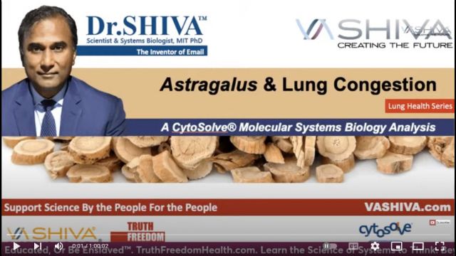 Dr.SHIVA LIVE: Astragalus and Lung Congestion. CytoSolve® Systems Biology Analysis.